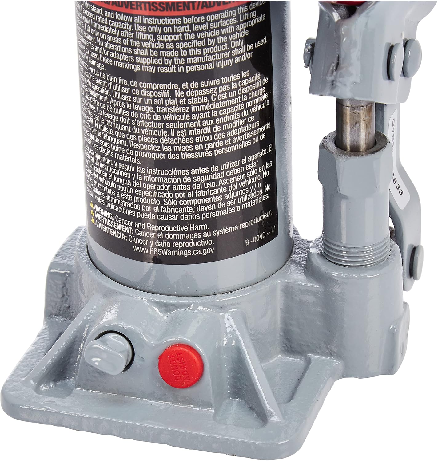 B-004D Grey Hydraulic Bottle Jack for Truck - 4 Ton Capacity