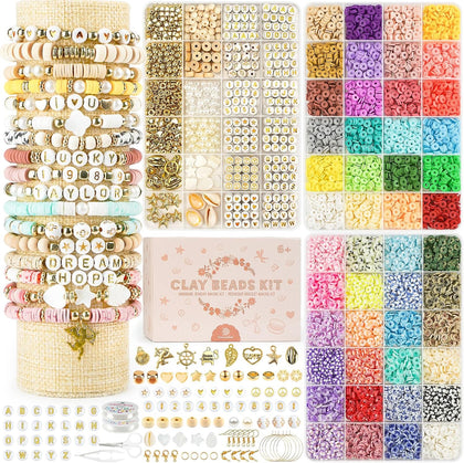 Clay Beads 3 Boxes Bracelet Making Kit, 10800pcs Beads for Jewelry Making, Letter Beads for Friendship Bracelets DIY