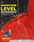 Raincoat Waterproof Hi Vis Reflective Long Rain Jacket Unisex (M, Red)