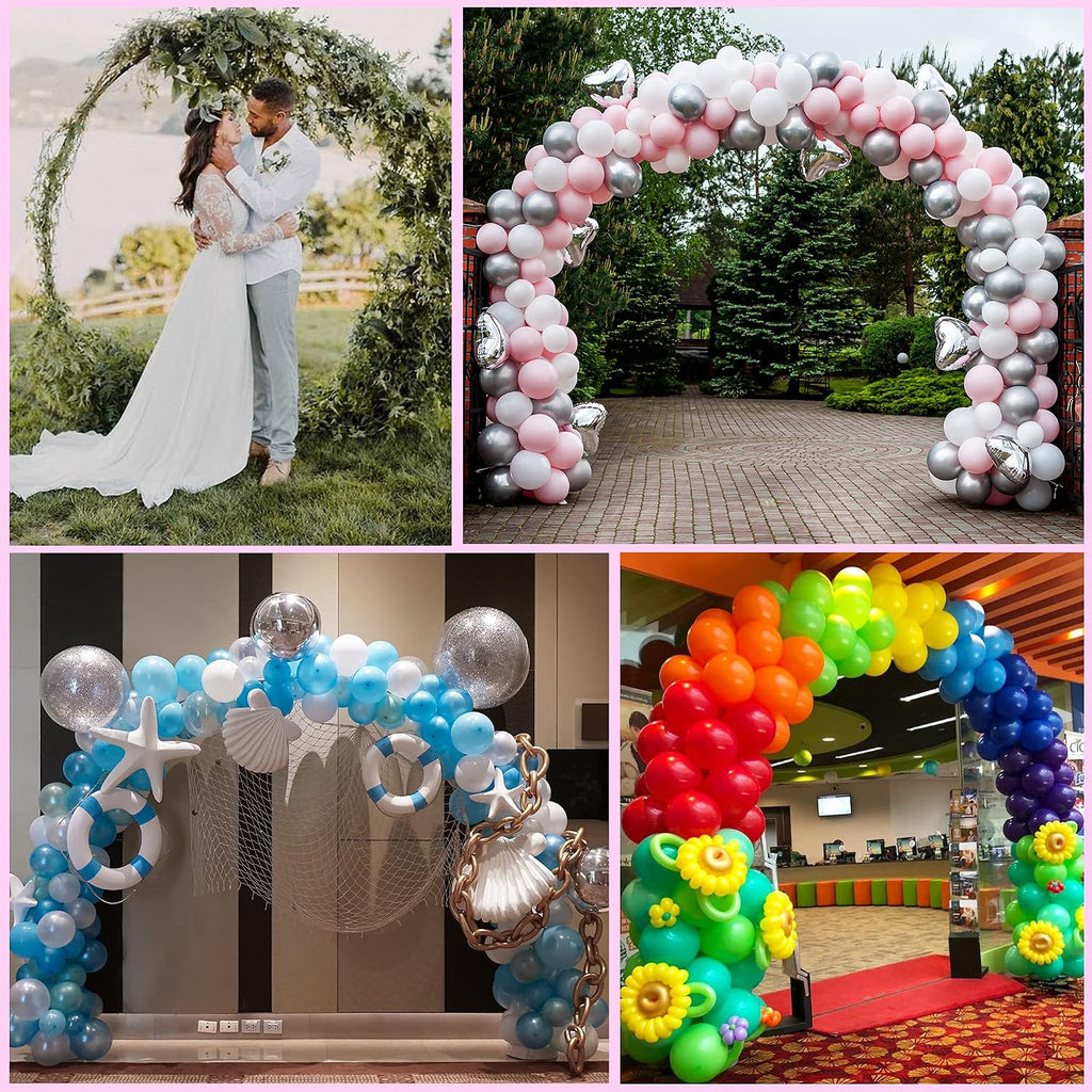 9.2 FT Large Circle Balloon Arch Stand Gold Metal Round Arch Backdrop Stand for Wedding Ceremony Birthday Party