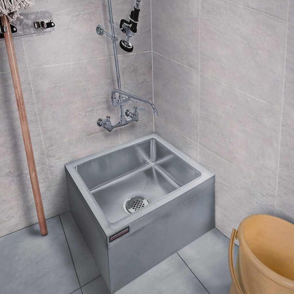 19x22x12 Commercial Floor Mop Sink - NSF Certified 304 Stainless Steel Utility Room Service Basin with Leak Proof