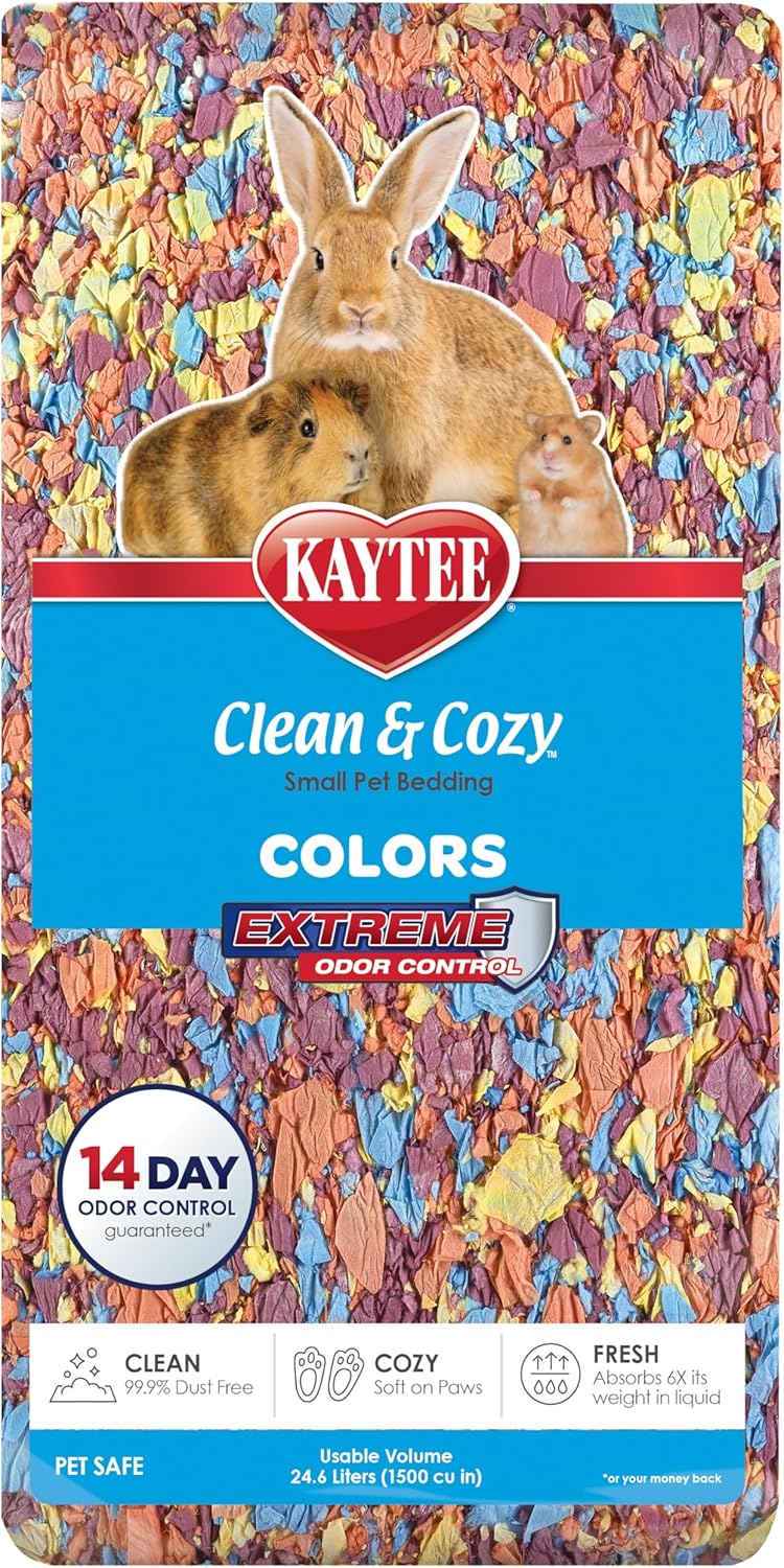 Clean & Cozy Colors, Small Animal Bedding with Extreme Odor Control, Kaleidoscope, 24.6 Liters