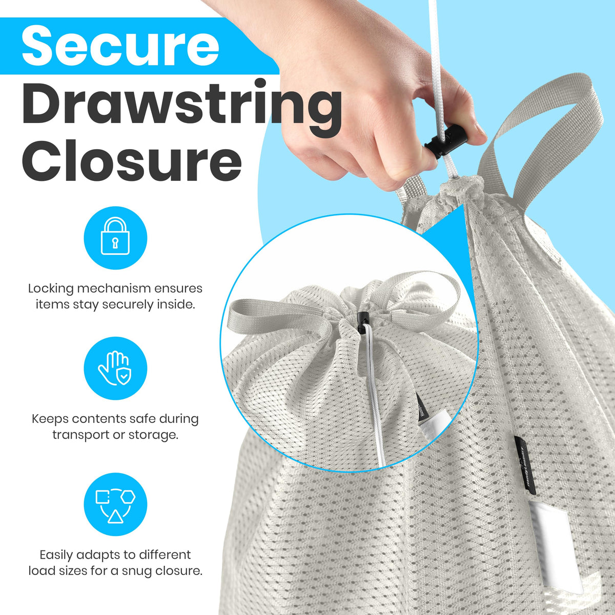 Mesh XL Laundry Bag 24"x36" 2-Pack with Shoulder Strap, Grey