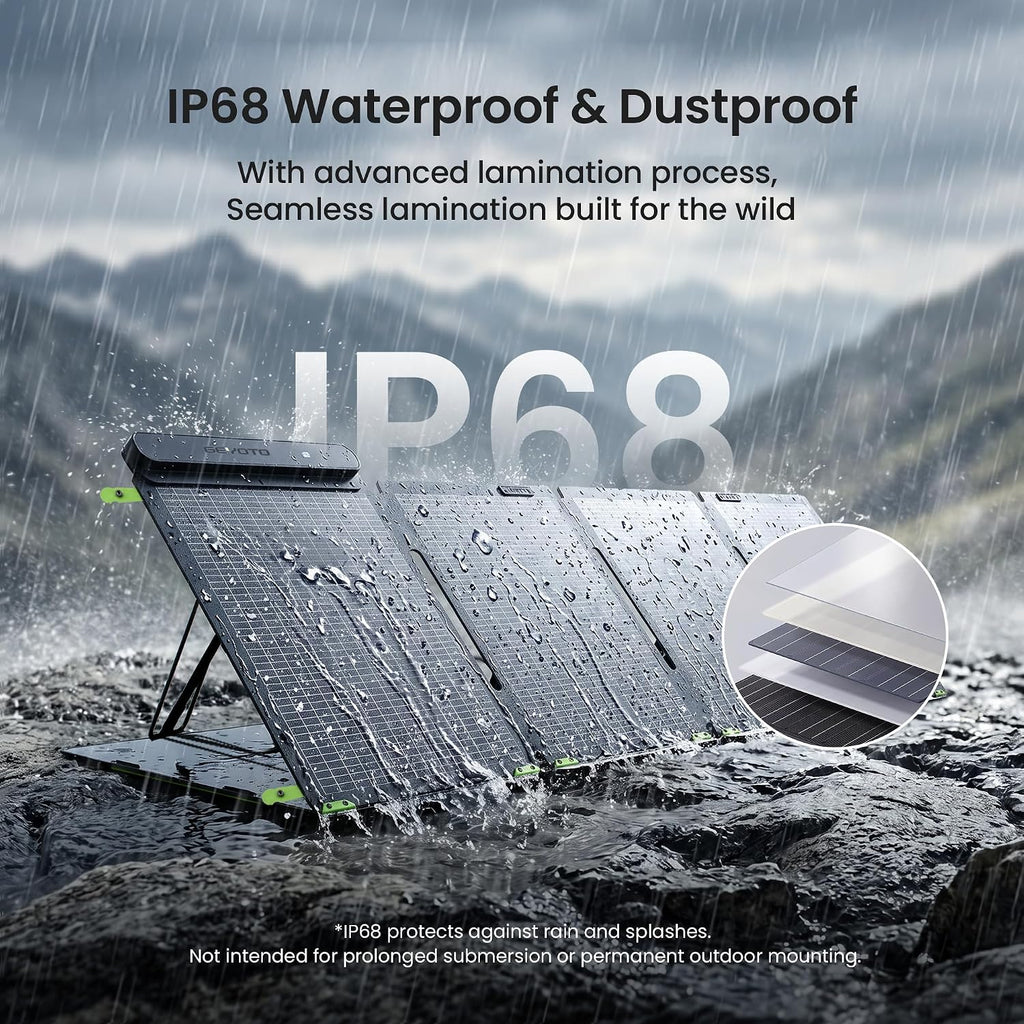 200W Bifacial Portable Solar Panel for Camping, RV & Power Stations | 26% N-Type Cells, Foldable Design, Reflective