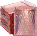 30 Pack Holographic Bubble Mailers, 11 x 7 Inch, Rose Gold