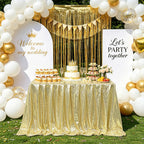 Light Gold Sequin Tablecloth Rectanglar 90" x 132" Glitter Table Cloth