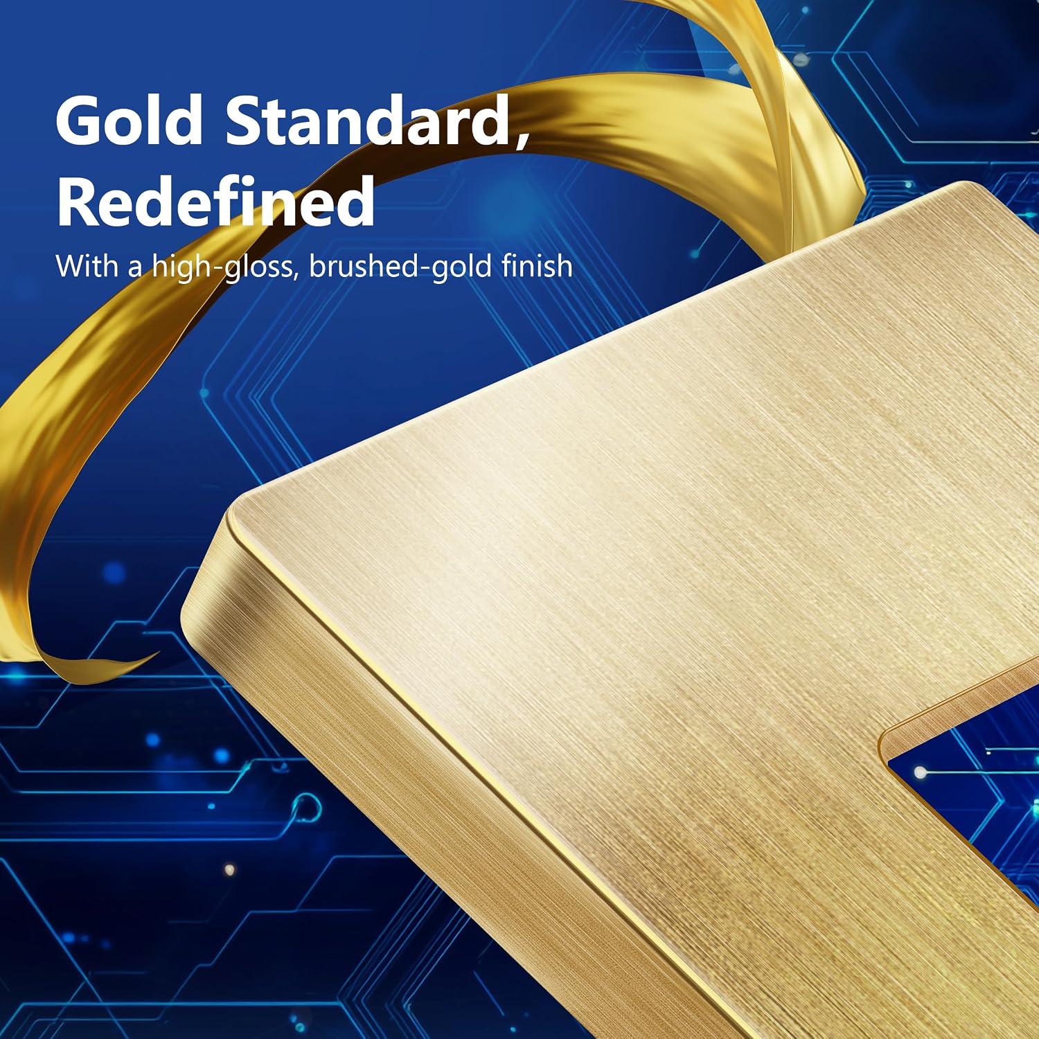 Decorator Switch Cover, Screwless Wall Plate, Brushed Gold | Mid-Size 1-Gang 4.88" x 3.11, Polycarbonate