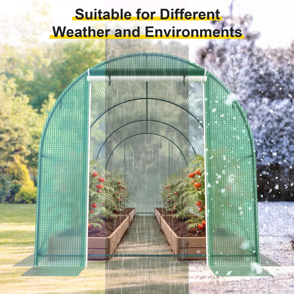 10x7x7 FT Walk-in Greenhouse for Outdoors for Winter Plant Protection,6-Ventilated Screen Window Portable Greenhouse