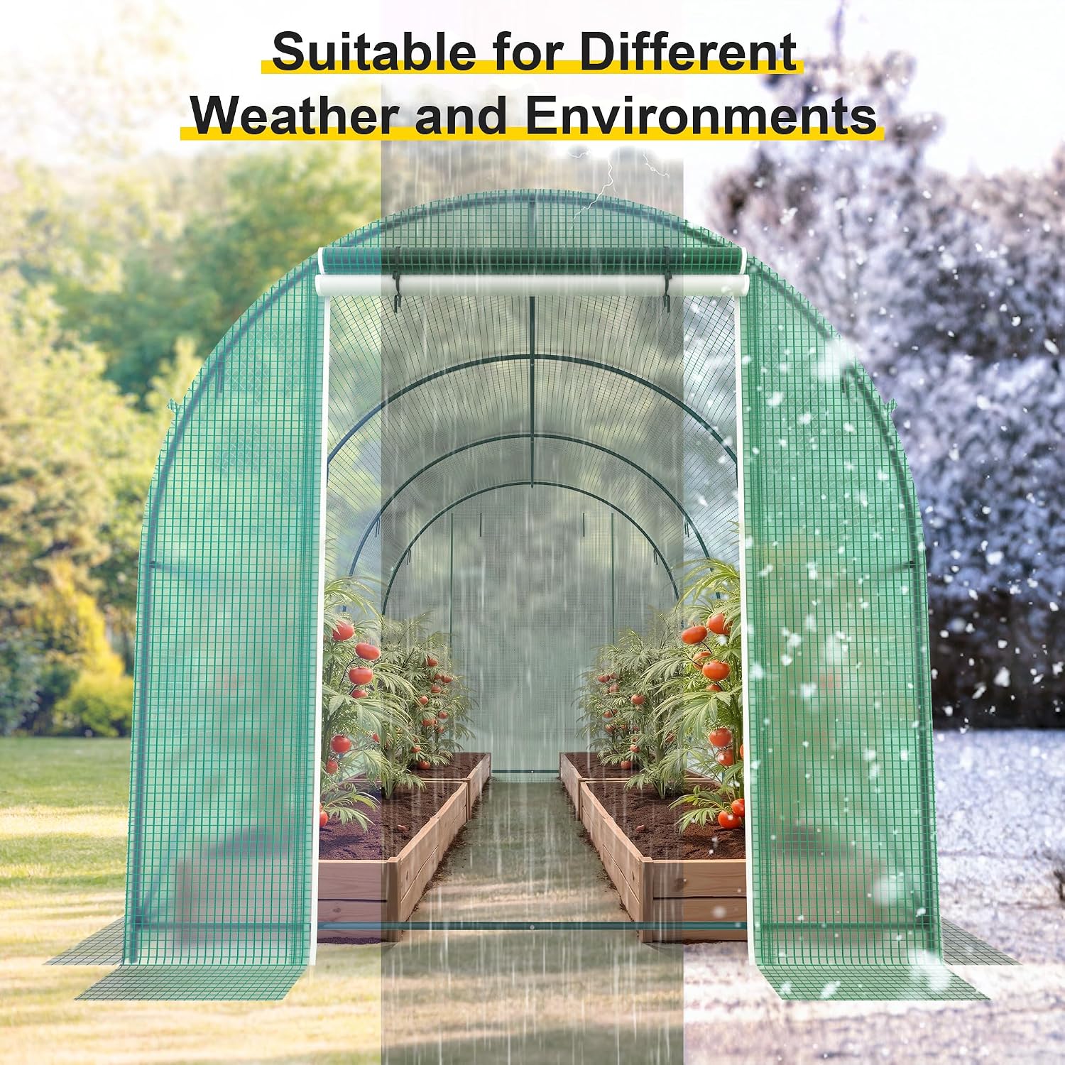 10x7x7 FT Walk-in Greenhouse for Outdoors for Winter Plant Protection,6-Ventilated Screen Window Portable Greenhouse