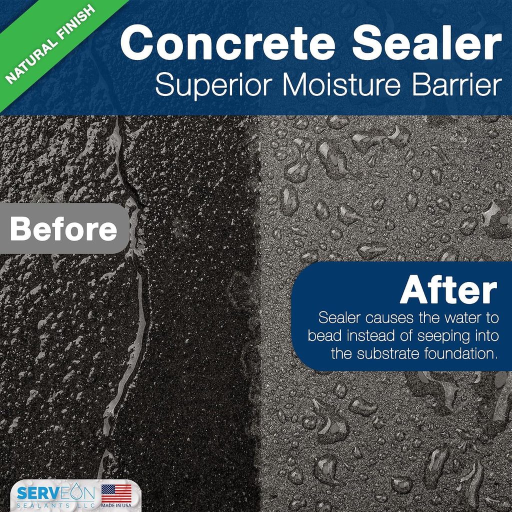 Concrete Driveway Sealer Densifier (Clear Natural Finish) 1 Gal | Serveon Sealants Commercial Grade Outdoor Indoor