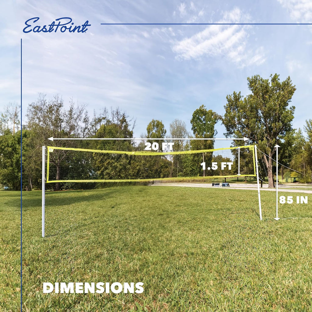 EastPoint Outdoor Games, Volleyball Net & Badminton Set, 4 Rackets, Black | 2-In-1 Volleyball & Badminton, Easy