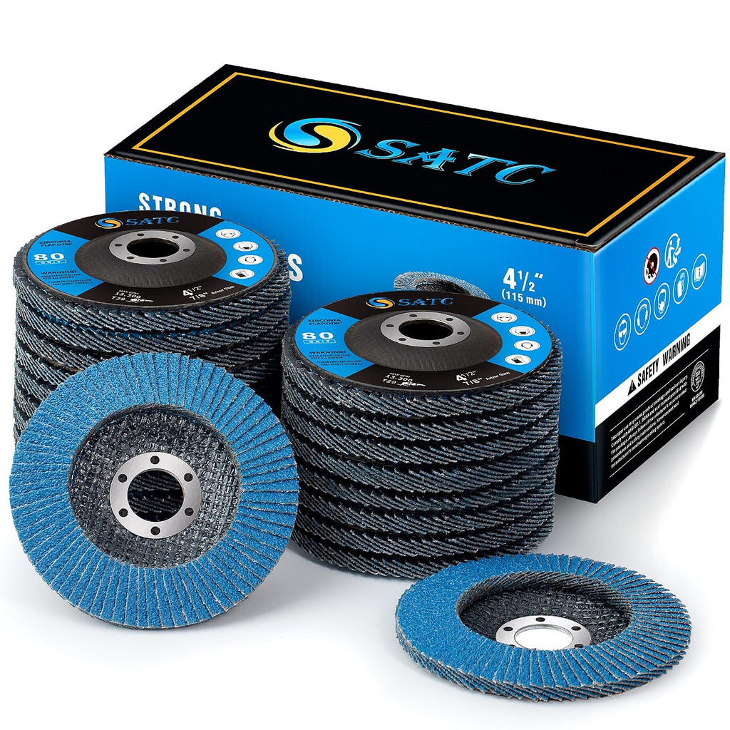 S SATC 20PCS Flap Discs 4 1/2 for Angle Grinder High Performance Grinder Flap Disc 80Grit Type 29