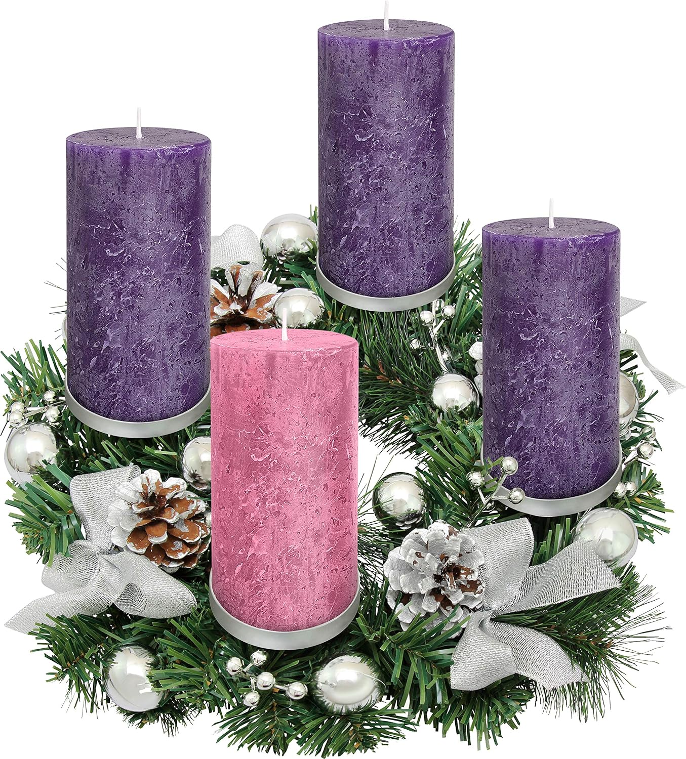 Advent Candle Set of 4 - Rustic Pillar Advent Candles - Made in The USA - Christmas Advent Candles for Advent Rings