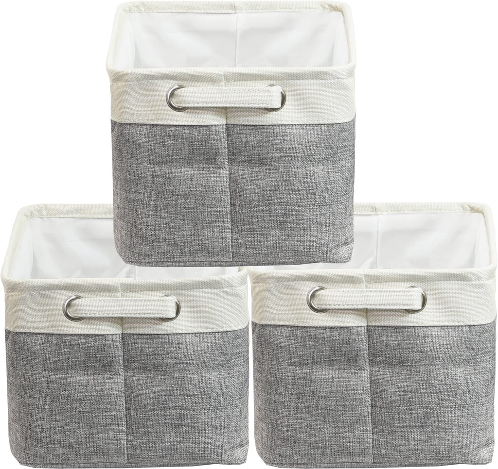 14.4" x 10" Slim Large Fabric Storage Bin, 3 Pack, Gray