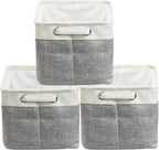 14.4" x 10" Slim Large Fabric Storage Bin, 3 Pack, Gray