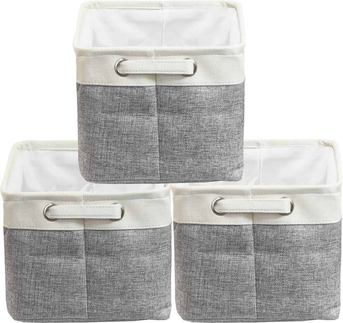 14.4" x 10" Slim Large Fabric Storage Bin, 3 Pack, Gray