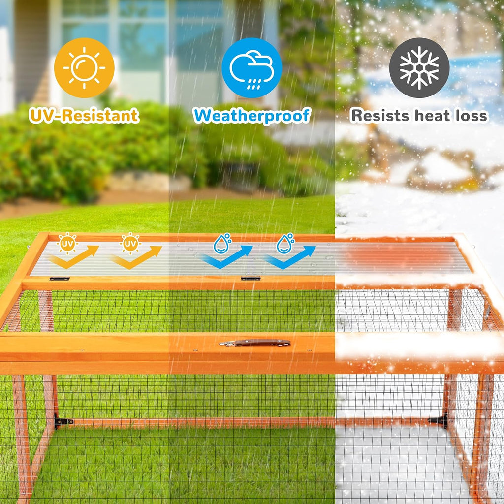 Chicken Coop Run Portable Chicken Cage Pens Rabbit Hutch, Orange
