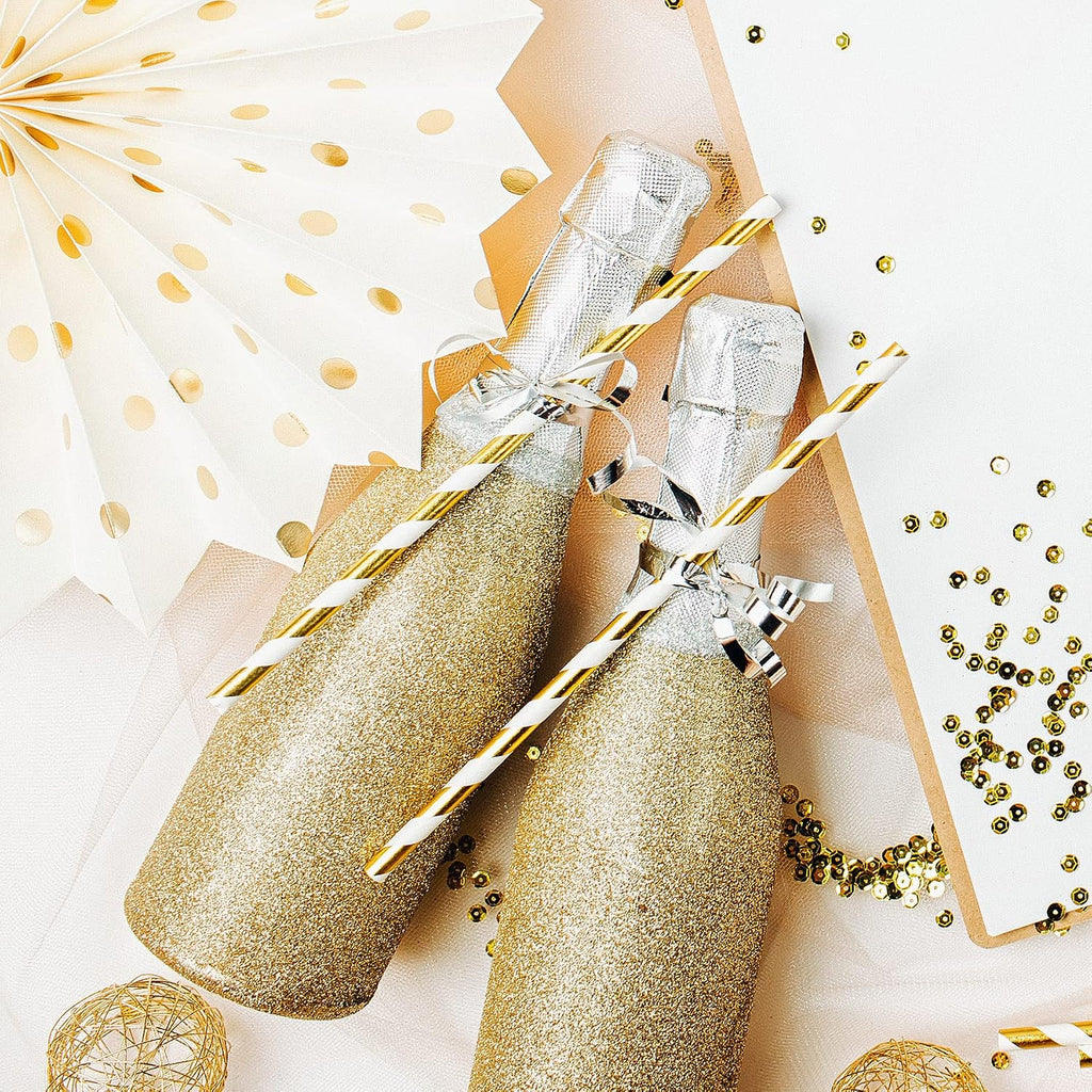 100 Pack Gold Paper Straws