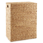 Large Laundry Hamper with Lid and Removable Liner Bag - Natural, Woven Water Hyacinth Rectangular Laundry Basket
