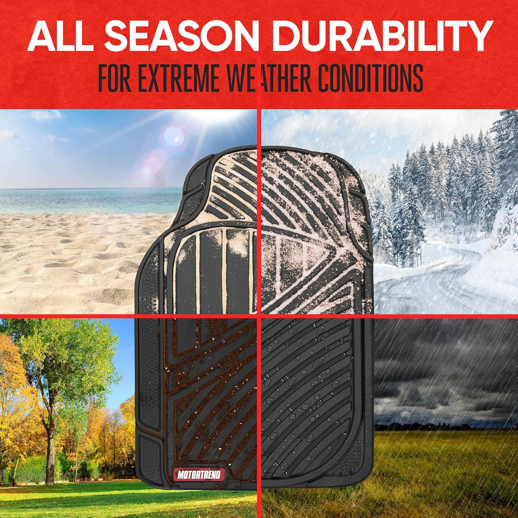 FlexTough Performance All Weather Rubber Car Floor Mats - 3 Piece Floor Mats Automotive Liners for Cars Truck SUV