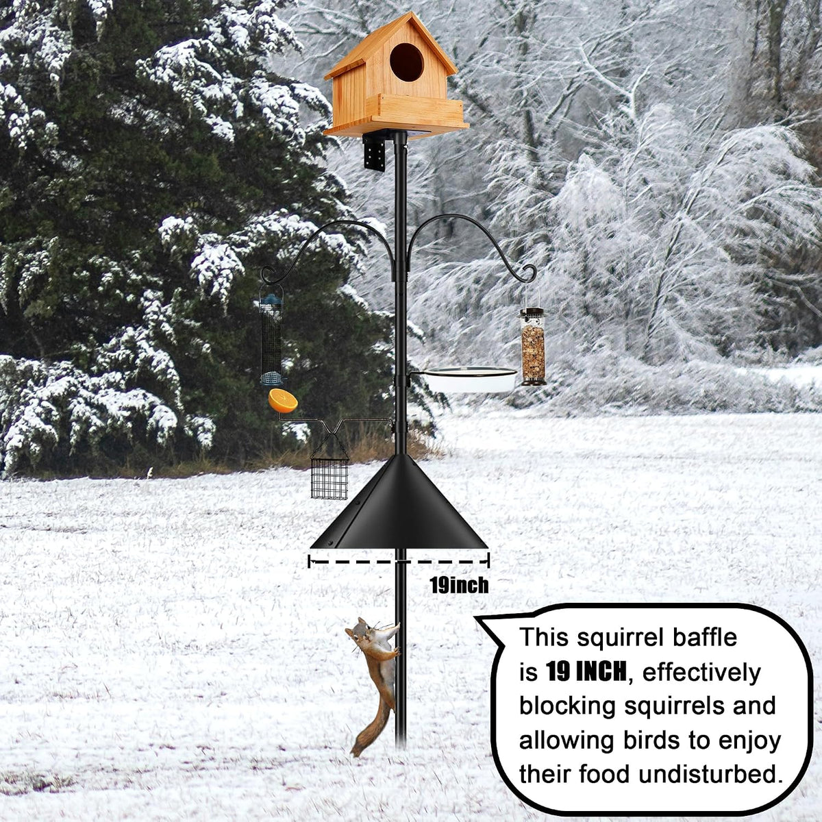 Bird Feeder Pole Squirrel-Proof, 93 Inch Heavy Duty Bluebird House Pole Kit for Outdoor Garden, Feeder Stand