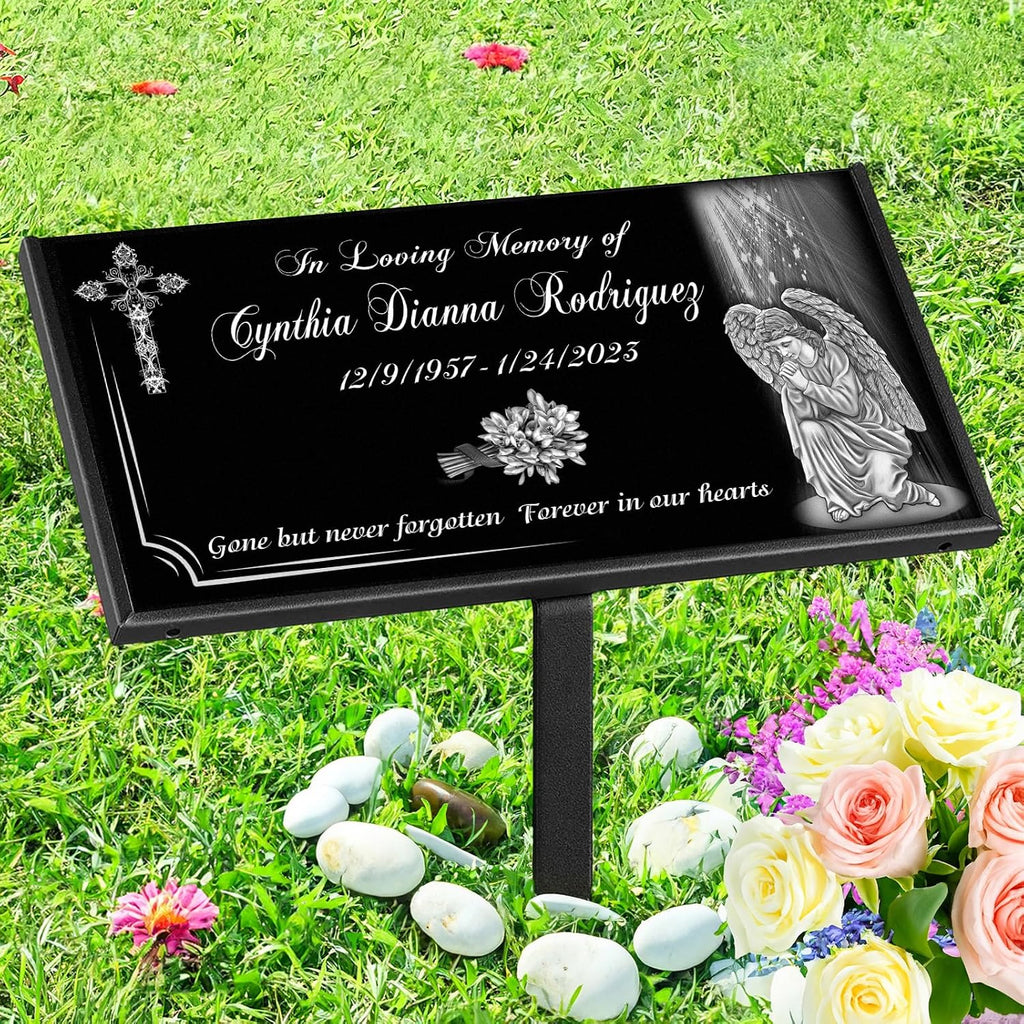 Personalized Memorial Granite Stone,Garden Memorial plaques for Outdoors,Headstones for Graves,Cemetery