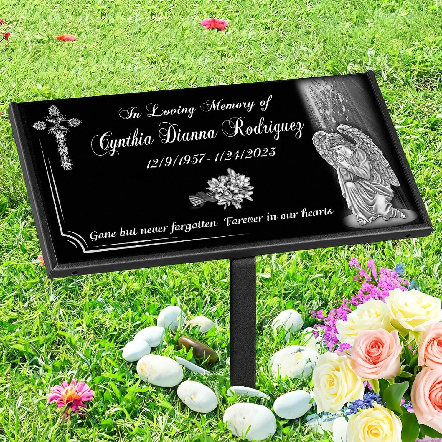 Personalized Memorial Granite Stone,Garden Memorial plaques for Outdoors,Headstones for Graves,Cemetery