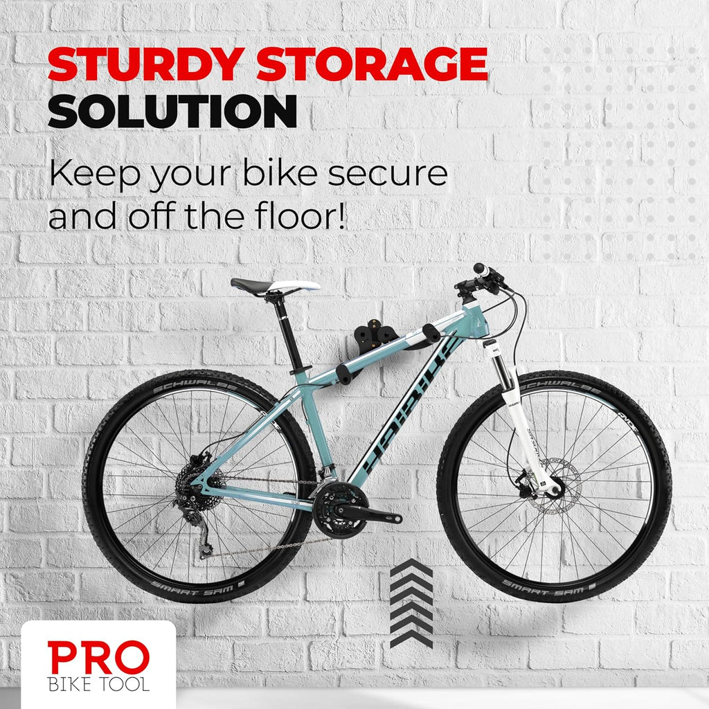 Bike Rack for Garage Wall Mount - Horizontal Bike Storage | Fits Road, Mountain & Hybrid Bikes, Adjustable Arms