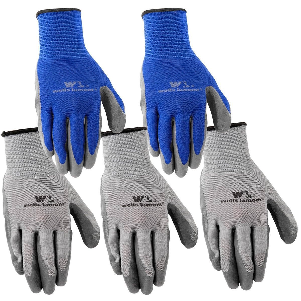 Men's Nitrile Coated High Dexterity Work Gloves, 5-Pack, Large