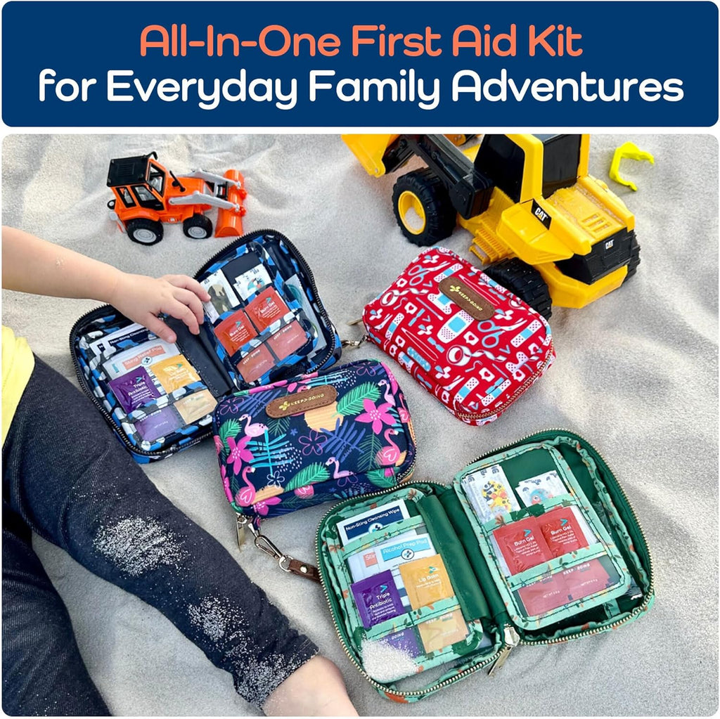 KeepGoing Travel First Aid Kit for Kids – 130 Pc. for Car, Home, Purse, Diaper Bag & Backpack with Latex-Free
