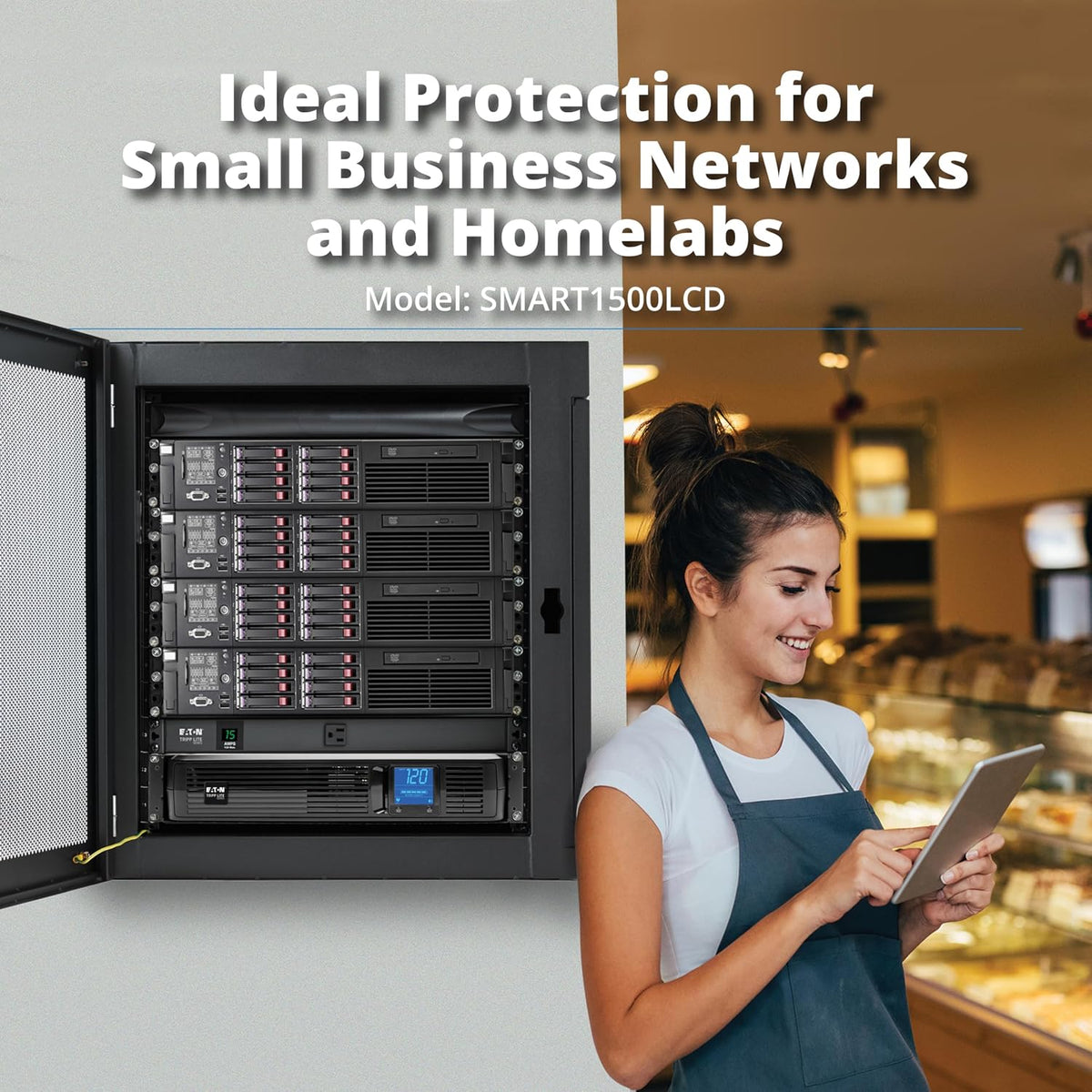 Eaton Tripp Lite SMART1500LCD 1500VA 2U Rack Mount UPS 900W Battery Backup