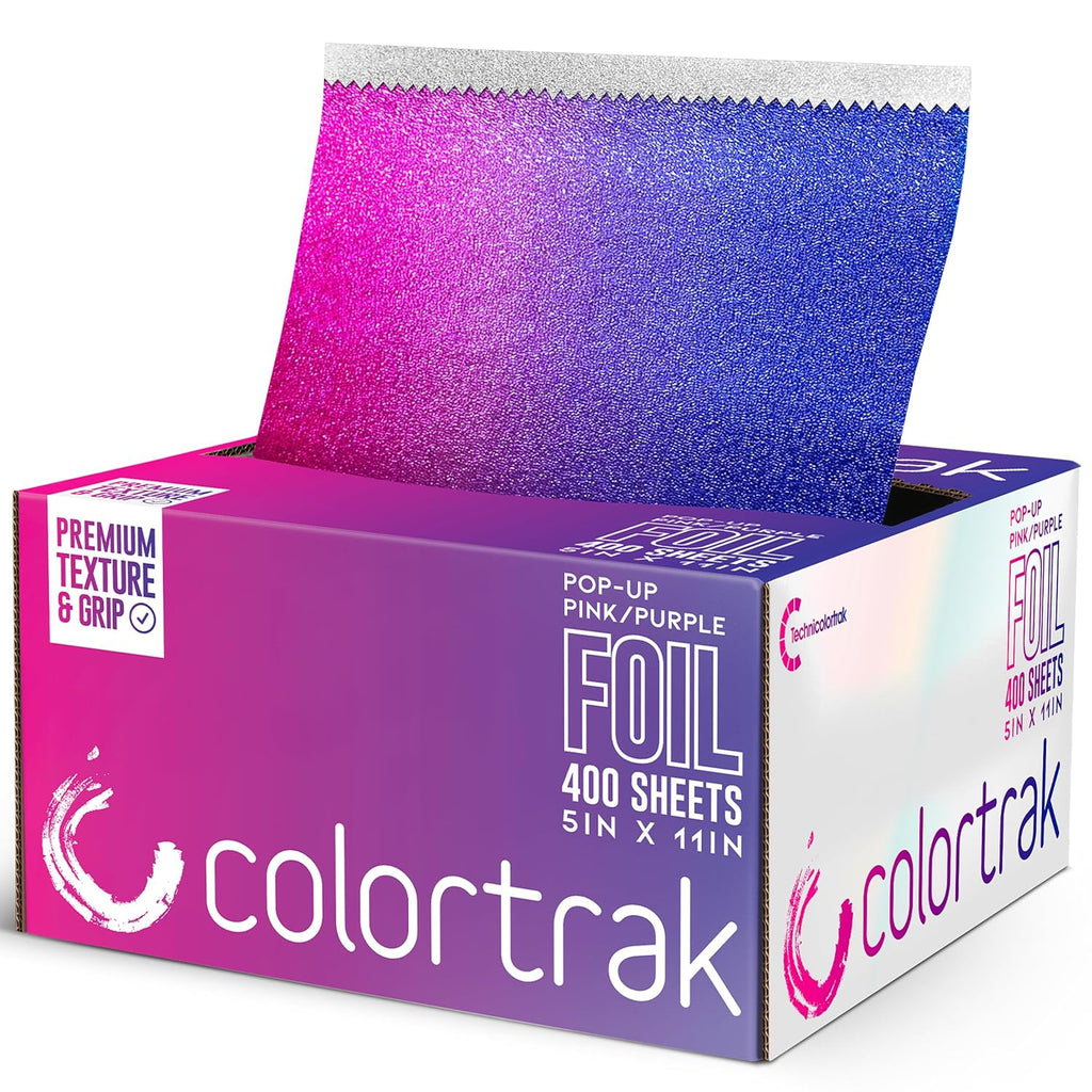 Pink/Purple Gradient Pop-up Foil, 400 Count Pre-Cut Sheets | Non-Slip Embossed Texture, 5" x 11" Hair Foil for