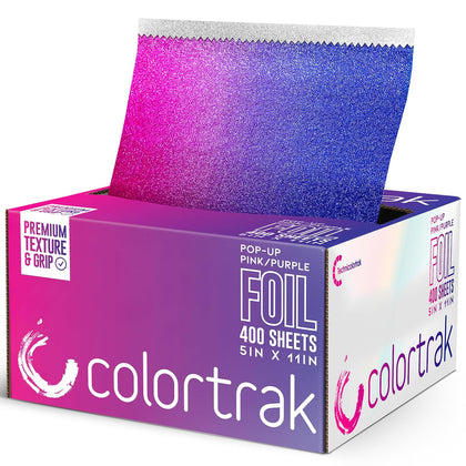 Pink/Purple Gradient Pop-up Foil, 400 Count Pre-Cut Sheets | Non-Slip Embossed Texture, 5" x 11" Hair Foil for
