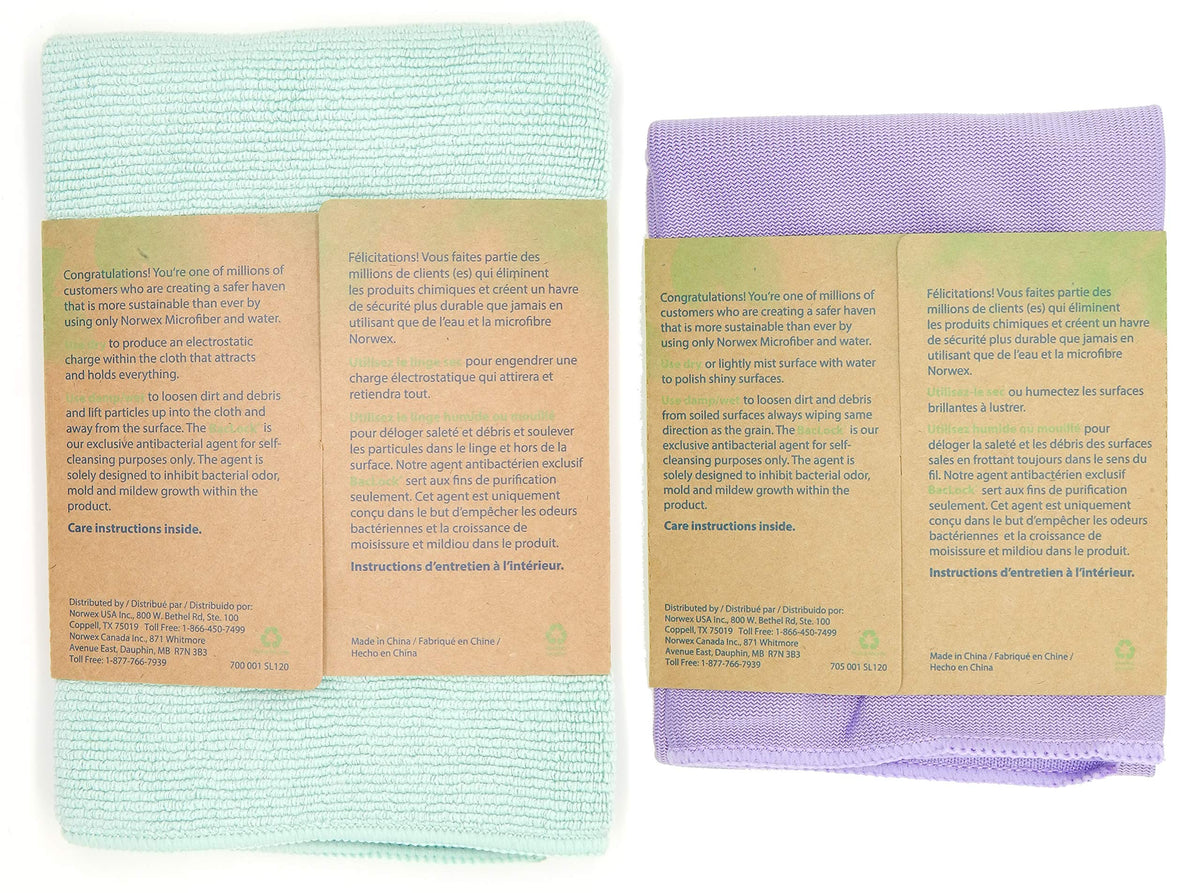 Basic Package - Microfiber - Glass Window Cleaning Cloth and Household Enviro Dusting Cloth Colors May Vary