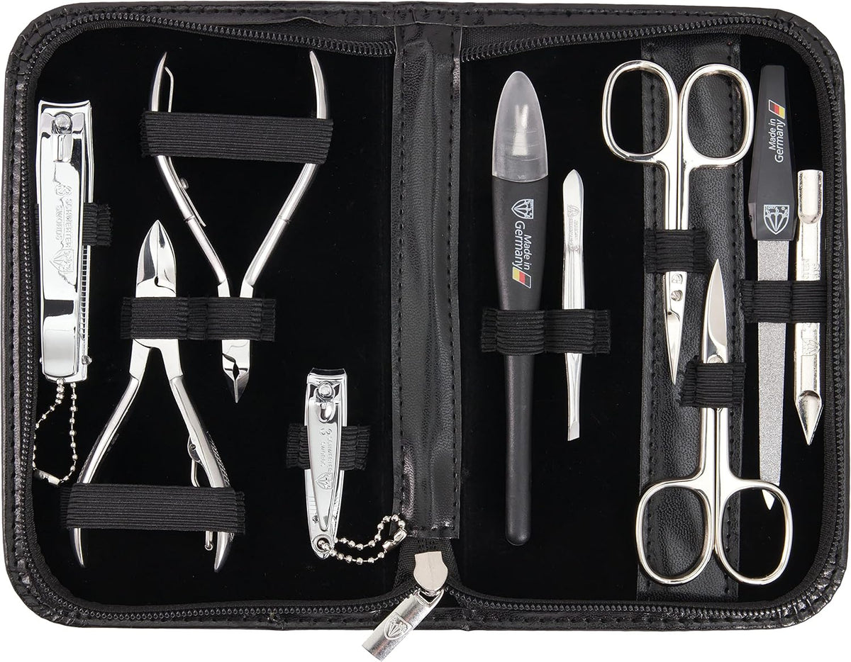 brand quality 10 piece manicure pedicure grooming kit set for professional finger & toe nail care scissors clipper