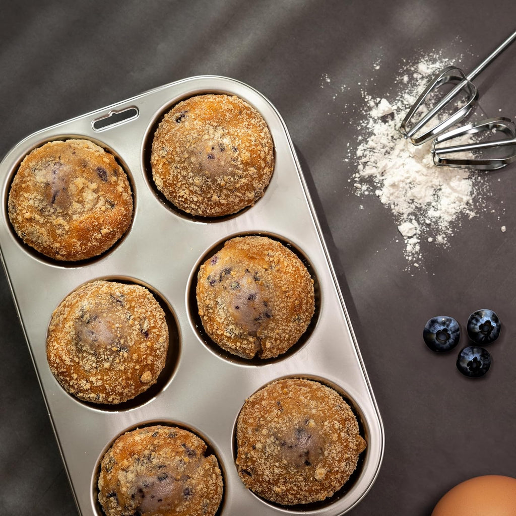 Stainless Steel Extra Large Muffin and Cupcake Pan, 6 Cup Jumbo Tin