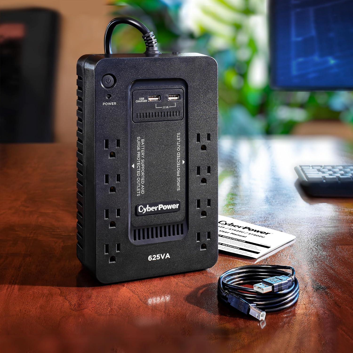 ST625U Standby UPS Battery Backup and Surge Protector | 625VA/360W, 8 Outlets, 2 USB Charging Ports, Compact, UL