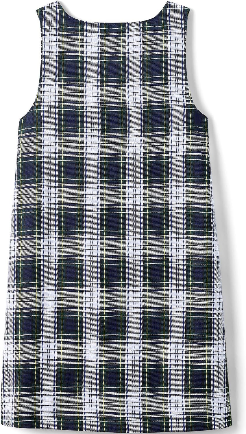 Girls Plaid Button Shoulder Patch Pocket Jumper 10 White Plaid