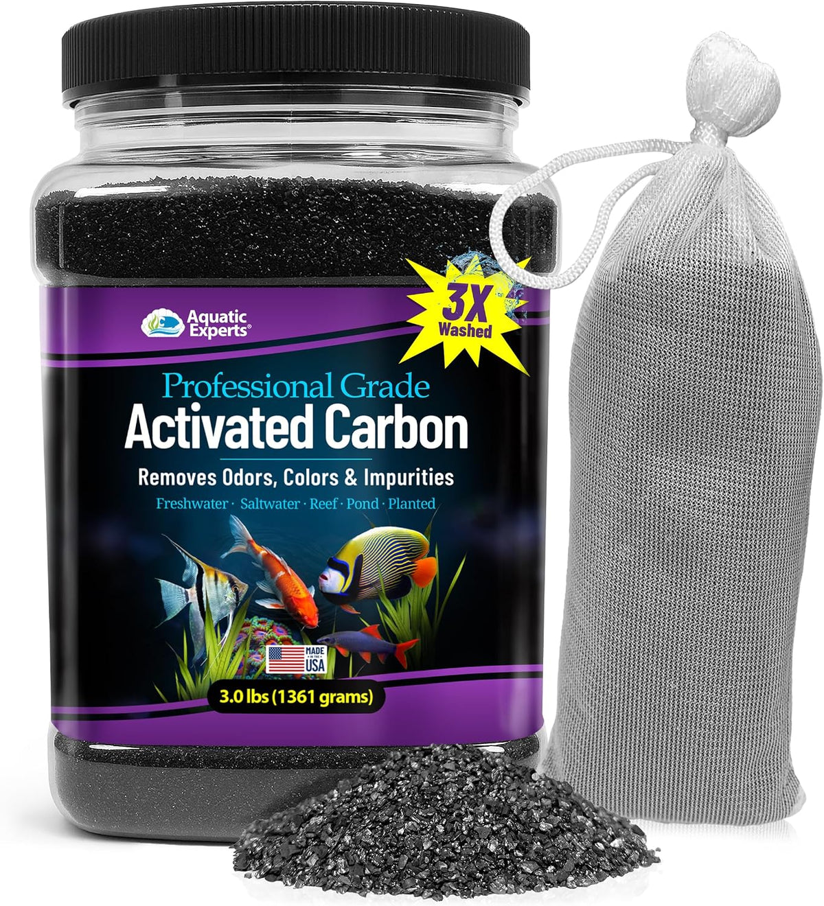 Premium Activated Carbon, Aquarium Carbon for Fish Tank Filter, Aquarium Filter Media, Granulated Charcoal for Fish