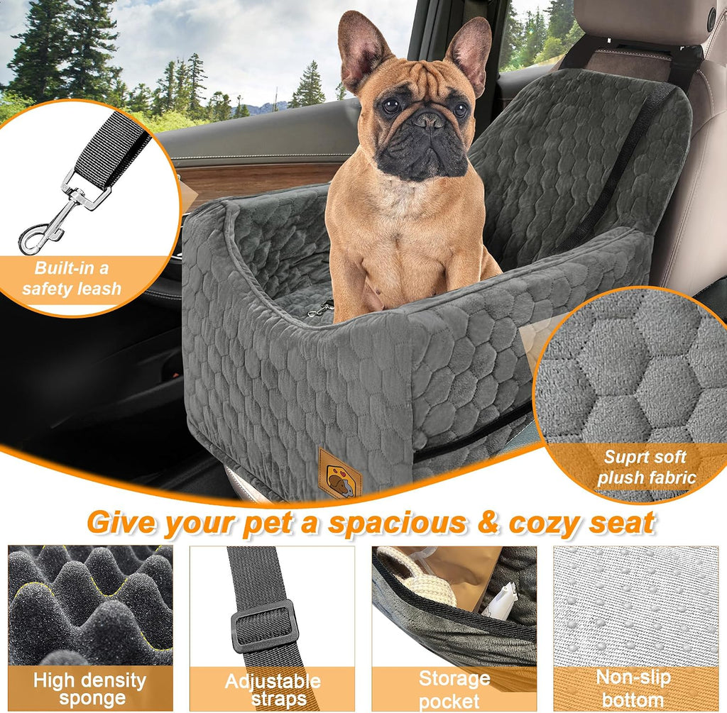 Dog Car Seat for Small/Medium Dogs, Memory Foam Dog Booster Seat, Travel Safety Per Car Seat with Washable Removable