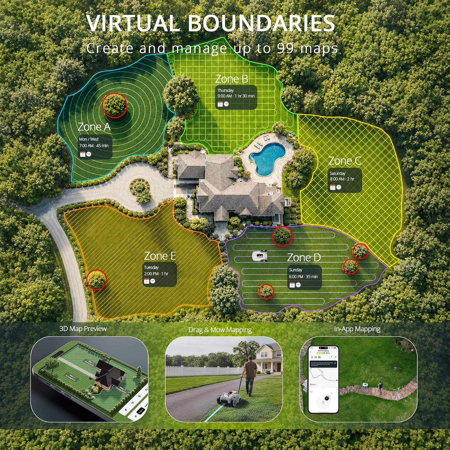 L2500 Robotic Lawn Mower for 1 Acre, NetRTK + AI Vision + GNSS/INS Fusion Navigation, Wi-Fi HaLow Connectivity, No