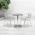 Black 23.5" Round Patio Table Set with 2 Chairs