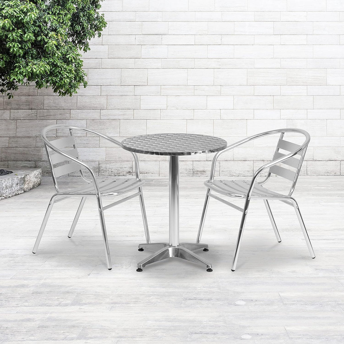 Black 23.5" Round Patio Table Set with 2 Chairs