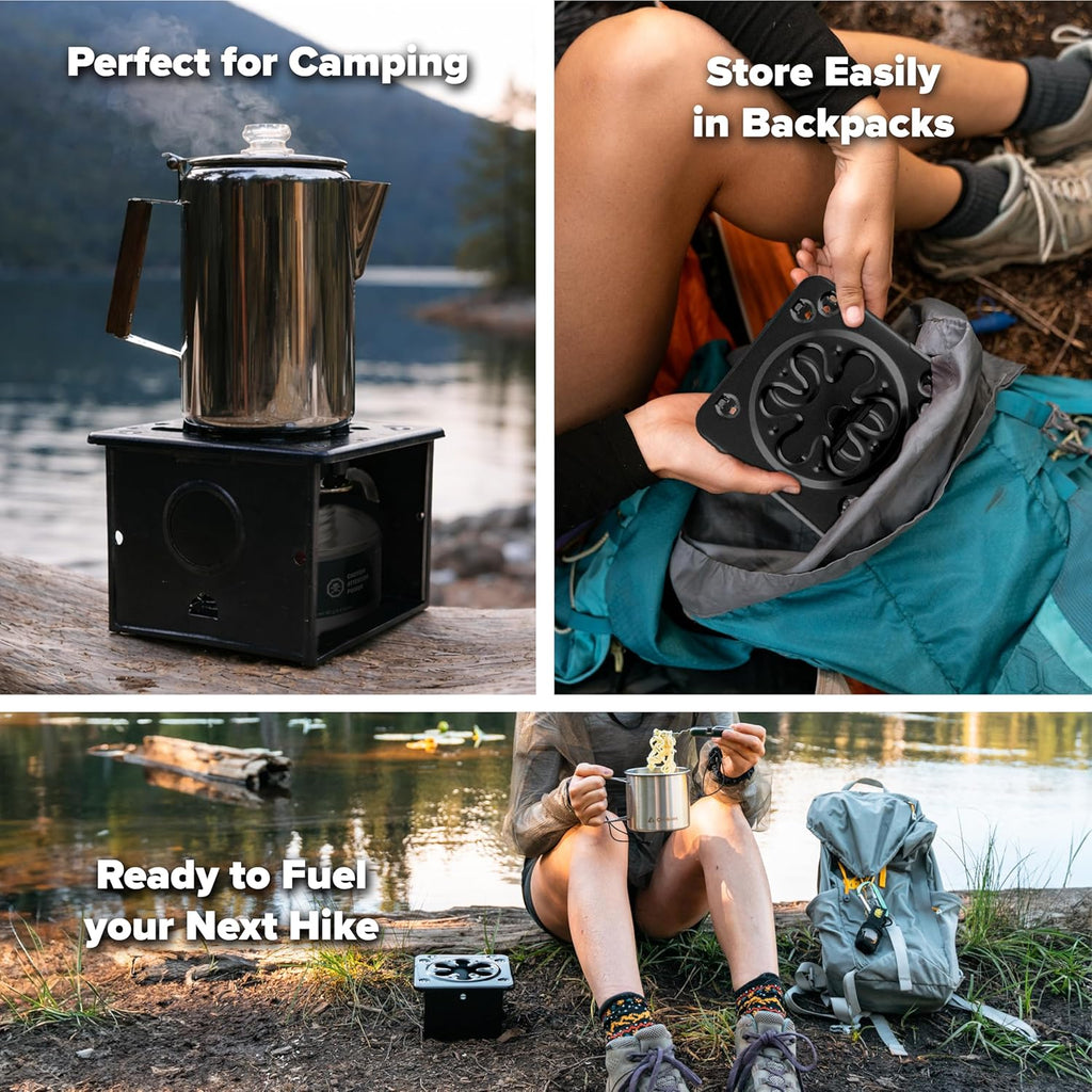 Portable Folding Camp Stove – Compact, Lightweight Steel Cooking Stove for Camping, Backpacking, Hiking, or Emergency