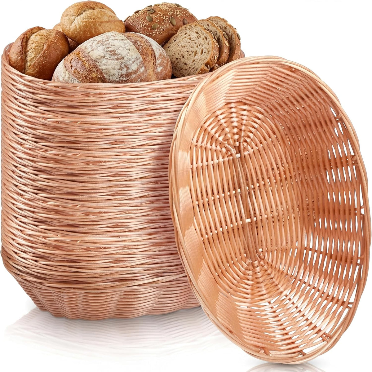 12 Pack Bread Basket Bulk 9.5 Inch Plastic Oval Basket