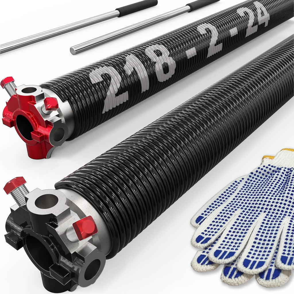 3-Pieces Bundle - Garage Door Torsion Springs (0.218x2x24), Winding Bars Tool, 8.5ft Garage Door Cables & Standard
