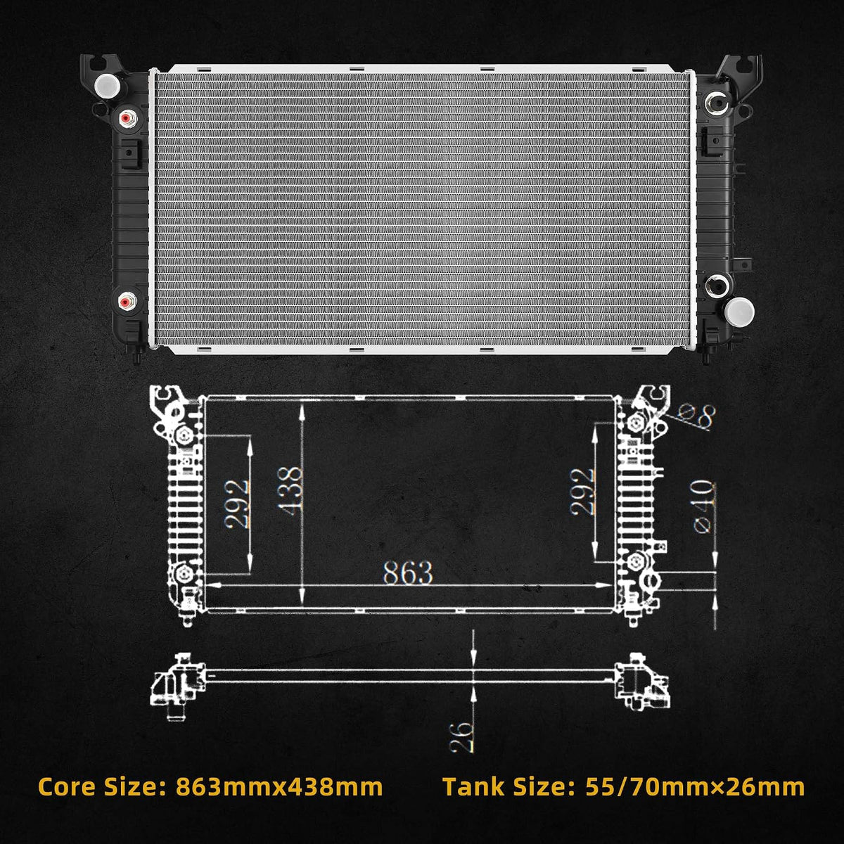 DWVO Complete Radiator Compatible with 2014-2015 Chevrolet Silverado 1500