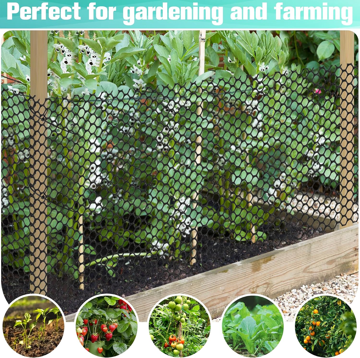 Plastic Mesh Fence Sheet 15.7IN x 50FT - 0.3IN Opening Plastic Chicken Wire Netting Roll Durable for Dogs, Poultry