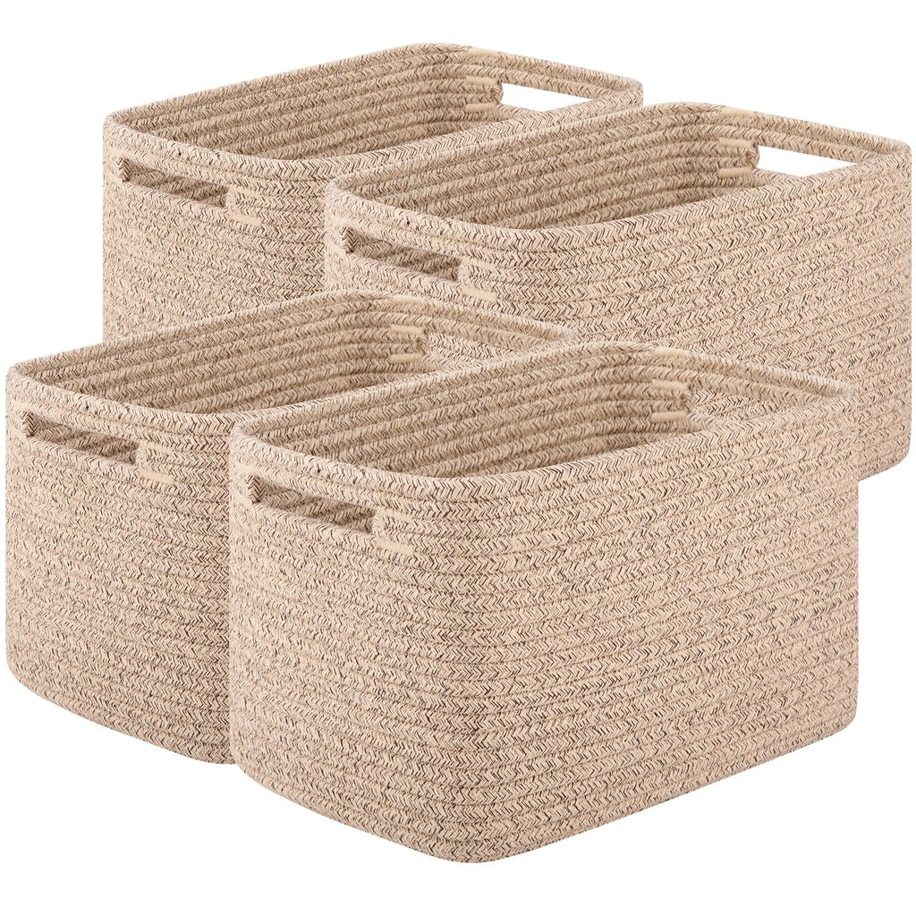 4 Pack Storage Baskets for Organizing 30L Cube Storage Bins Brown