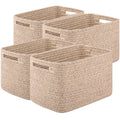 4 Pack Storage Baskets for Organizing 30L Cube Storage Bins Brown